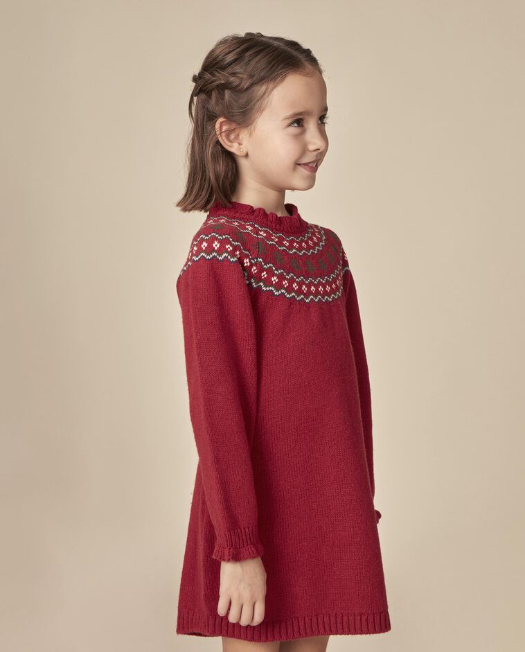 Vestido vermelho de Natal com greca menina