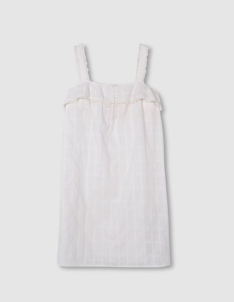 Camicia da notte a strisce ricamate color bianco sporco 