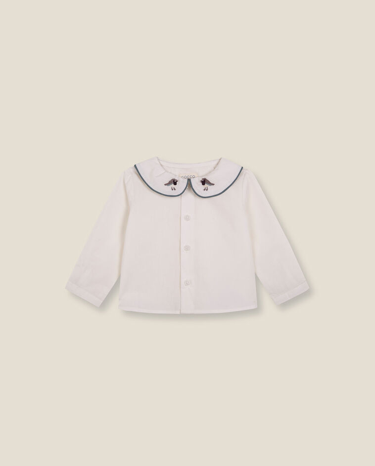 Chemise blanche col Peter Pan nouveau-n&eacute;