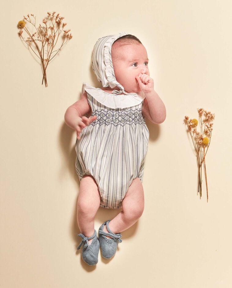 Babygrow com smock branco/a