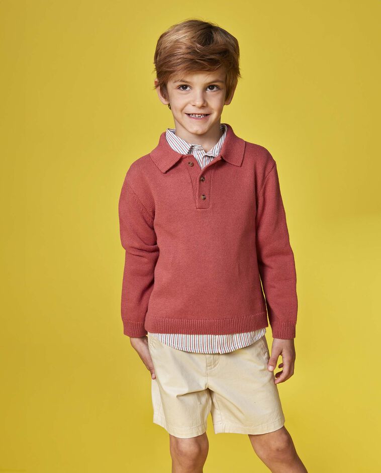 Camisola estilo polo rosa