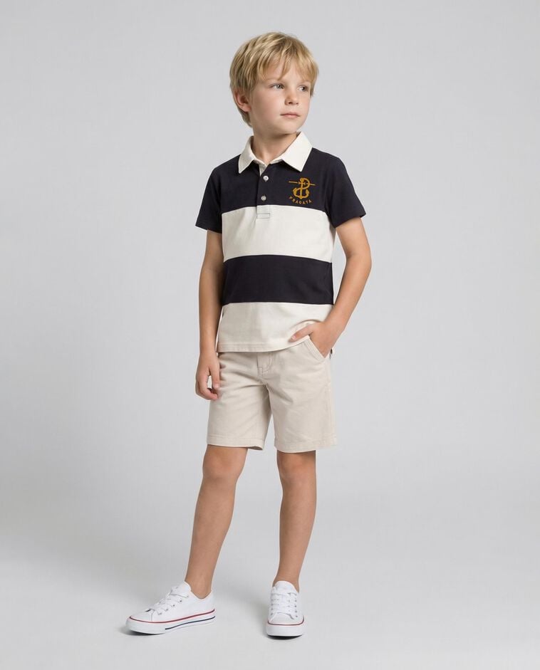 Polo riscas navy azul marinho