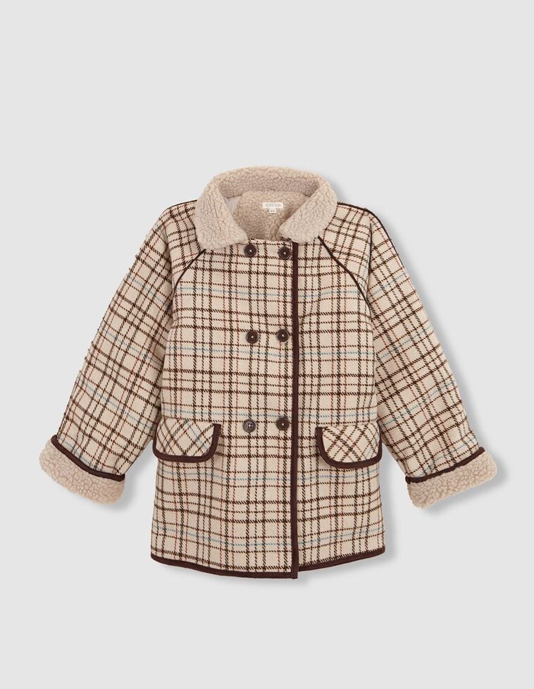 Manteau croisé à double boutonnage en mouton clair