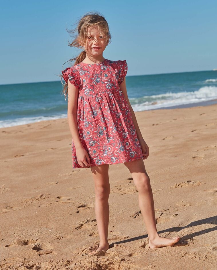 Robe imprim&eacute;e &agrave; fleurs rose