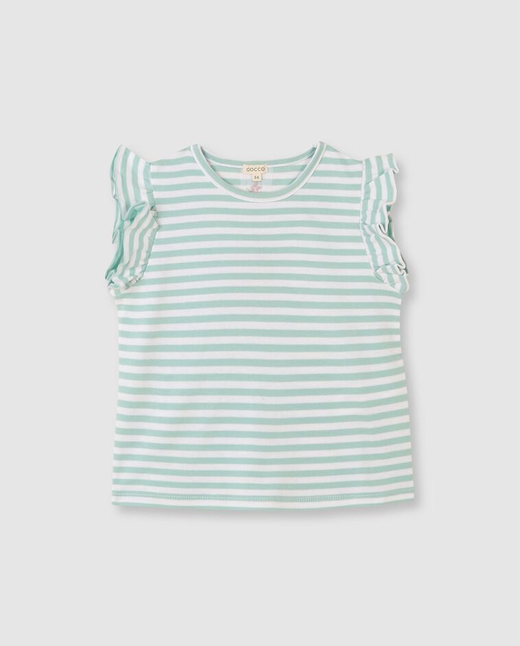 T-shirt &agrave; rayures vert