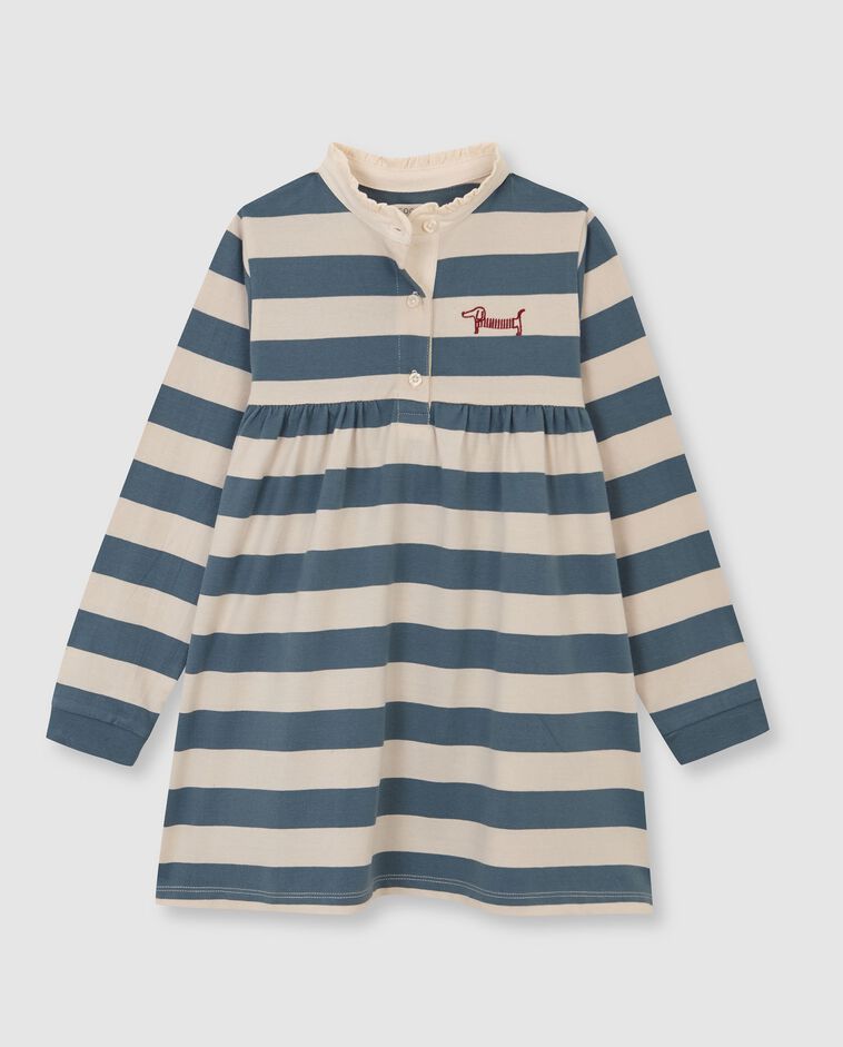 Robe polo verte avec broderies fille