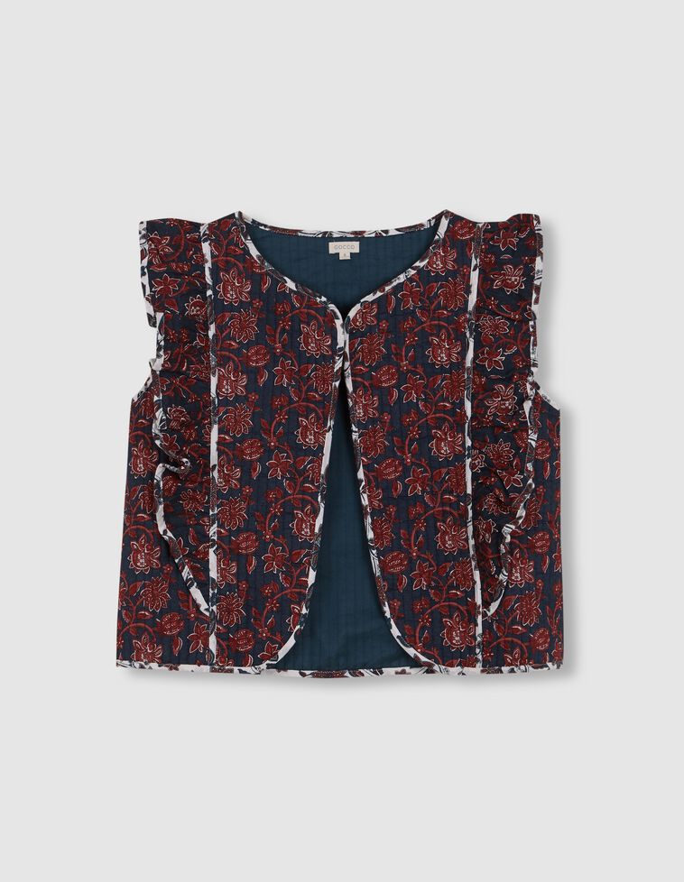 Gilet matelassé pour maman avec volant vert pétrole