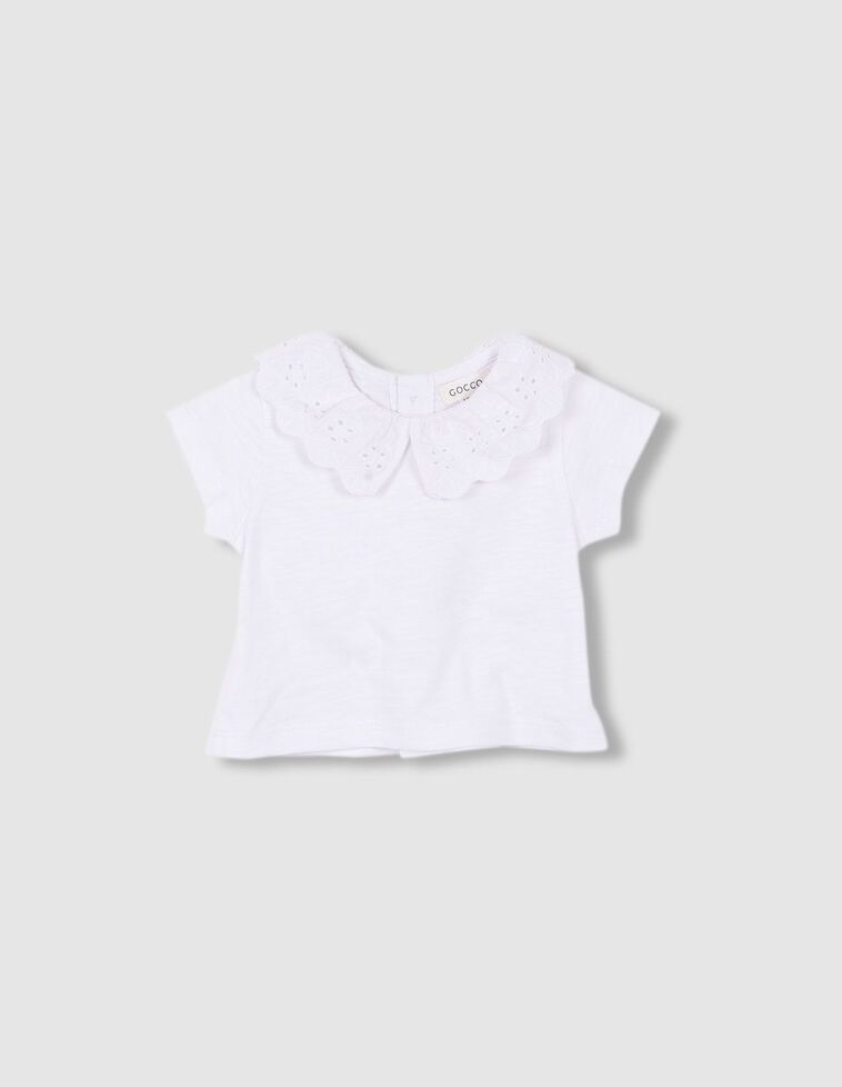 Blusa com gola bordada  branca 
