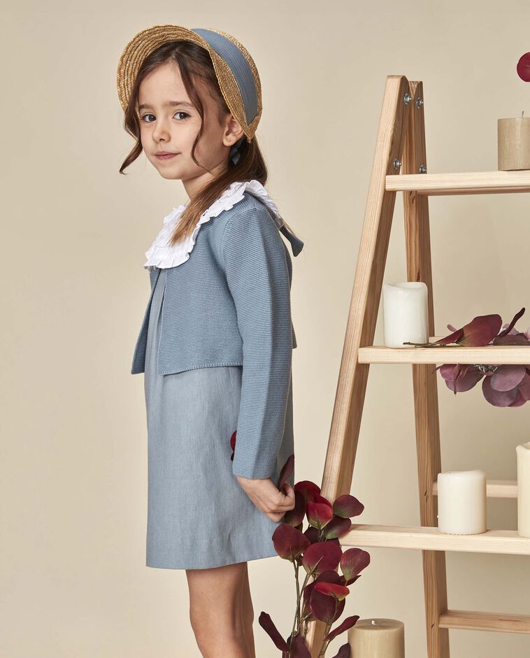 Cardigan court en point mousse gris