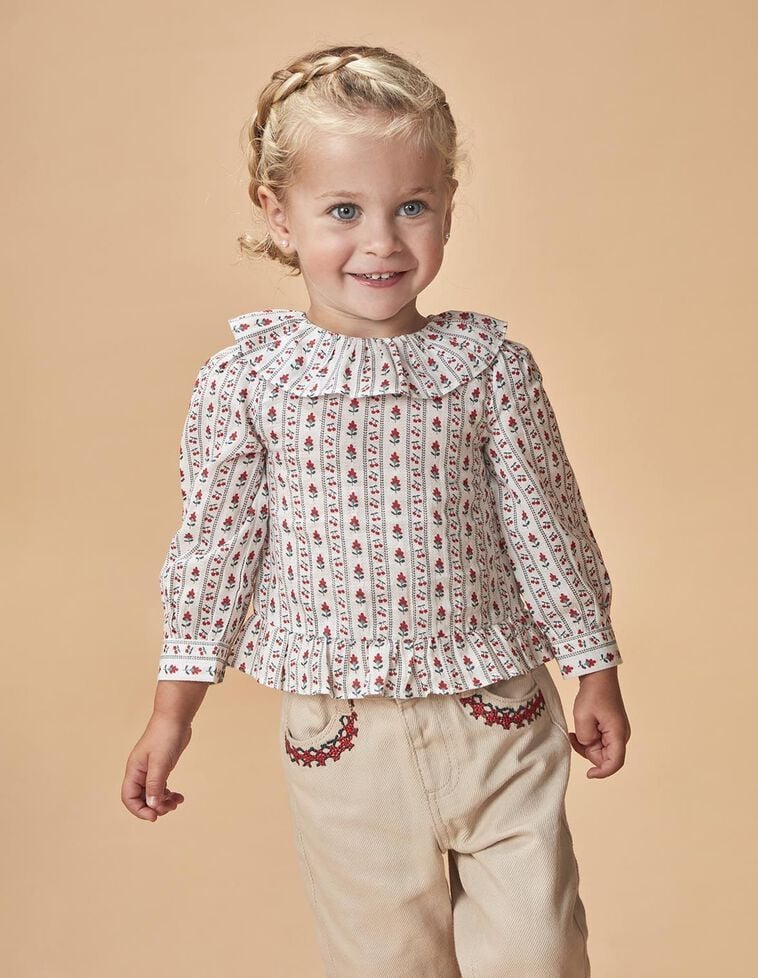 Blouse à volants rouge