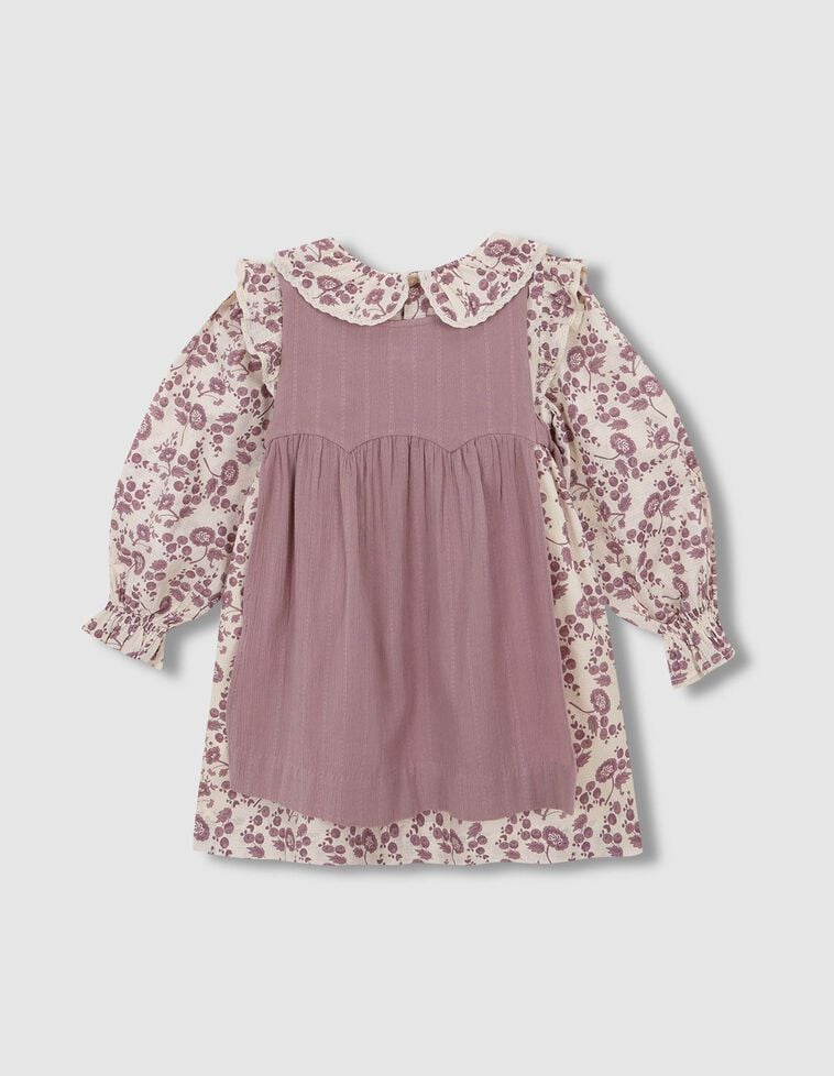Robe à fleurs avec tablier violet