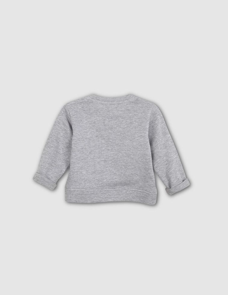 Sweat gris en peluche avec broderie