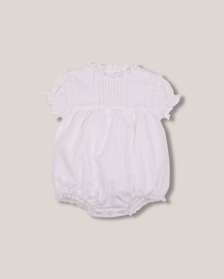 Coprifasce in lino con nastri di pizzo bianco