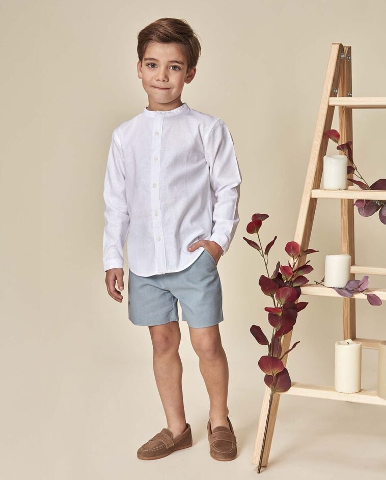 Shorts aus Leinen in Grau