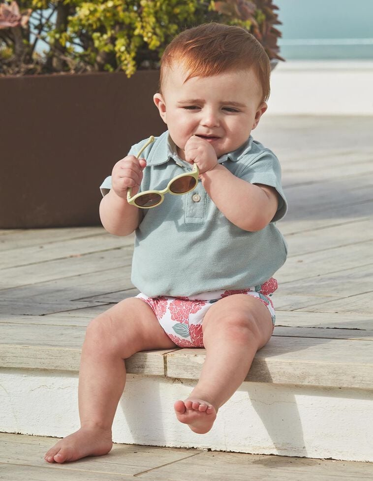 Maillot de bain blanc imprimé hortensia