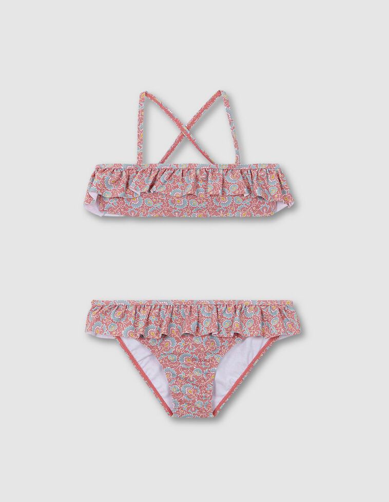 Biquini com estampado de índio  coral 