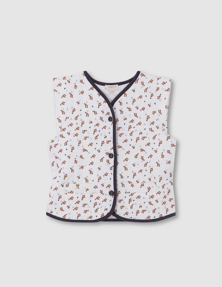 Gilet imbottito con fiori color bianco sporco