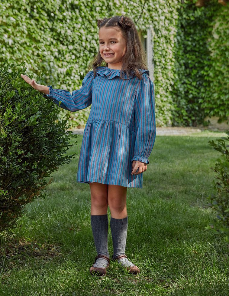 Vestito Righe Blu Pavone