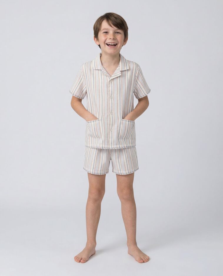 Pyjama &agrave; rayures blanc