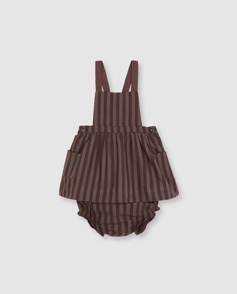 Robe chasuble marron &agrave; rayures b&eacute;b&eacute;