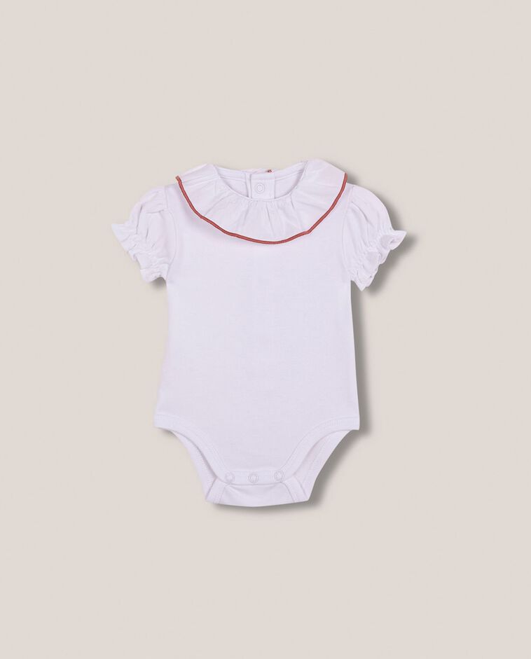 Body com decote/colarinho de popelina fio a contraste branco/a