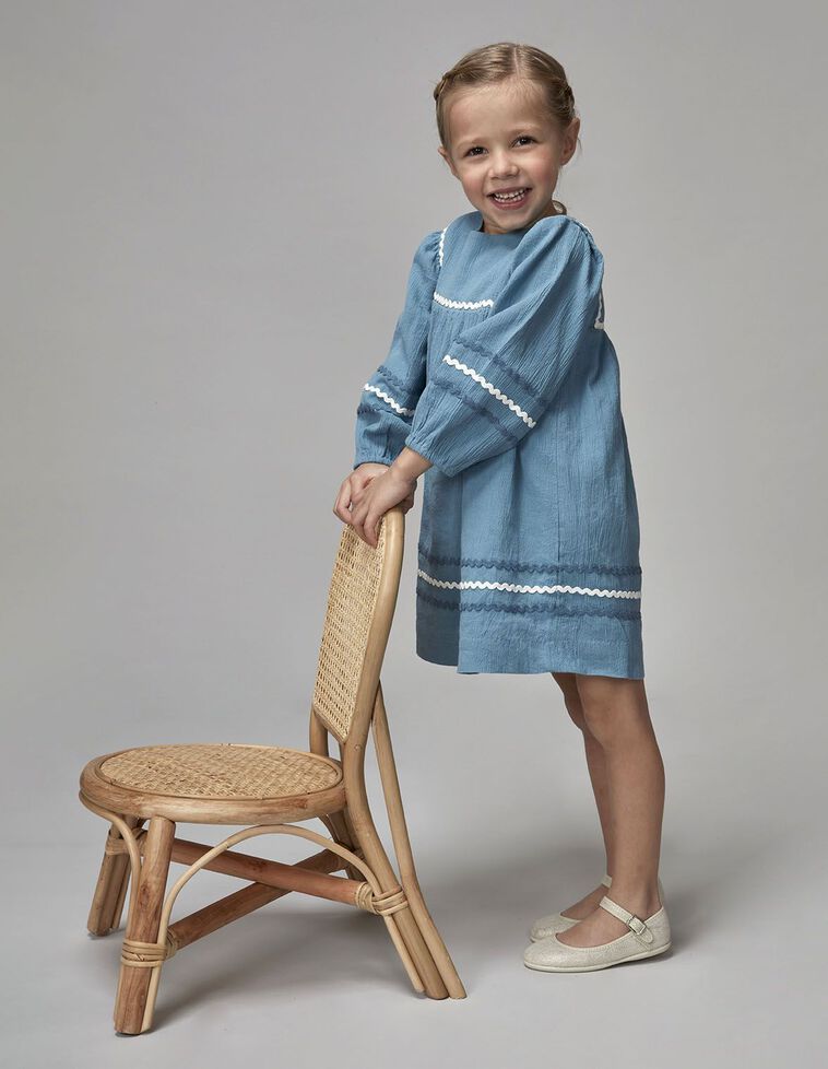Robe contrastée en Rick Rack bleu clair