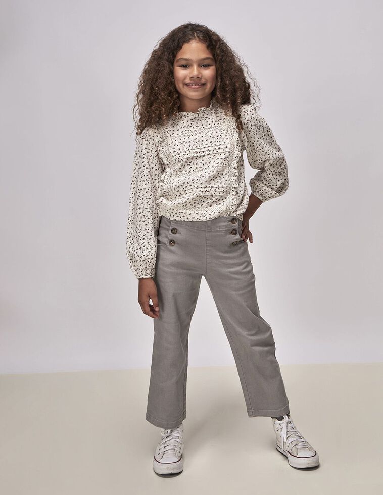 Pantaloni Apertura Con Bottoni Grigio Medio Melange
