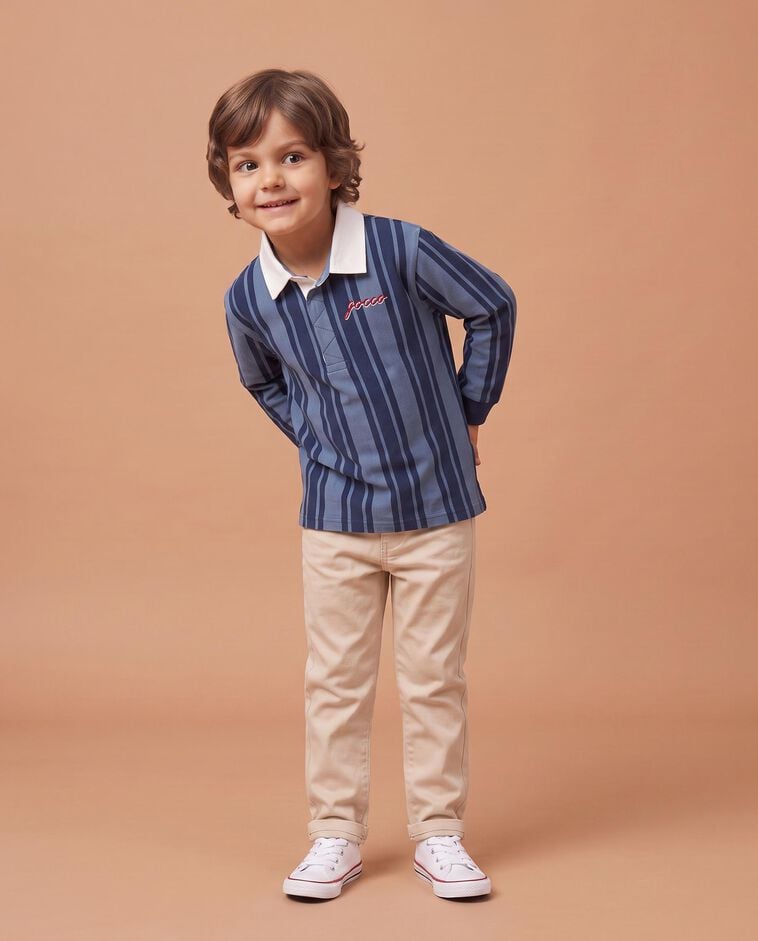 Polo blu a righe verticali bambino
