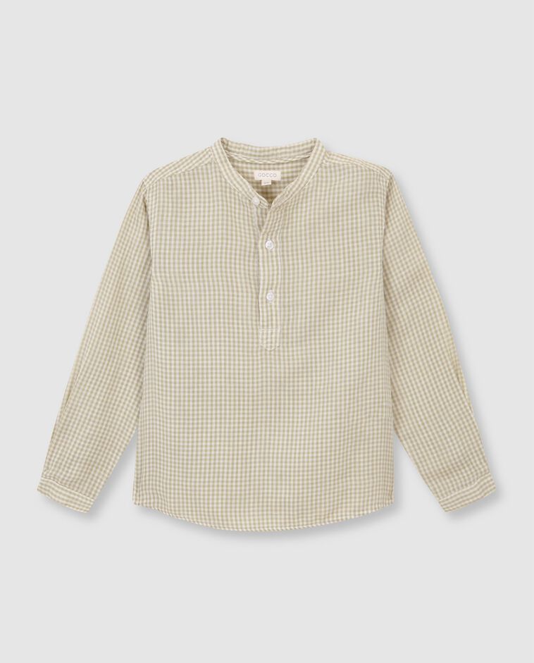 Chemise col mao vichy blanche