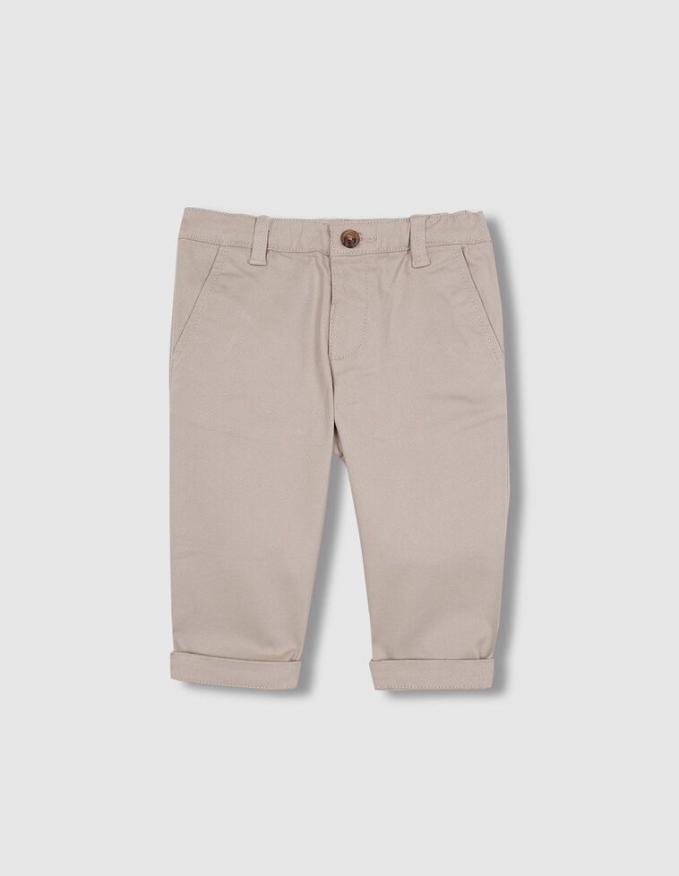 Pantalon chino avec taille élastique couleur pierre