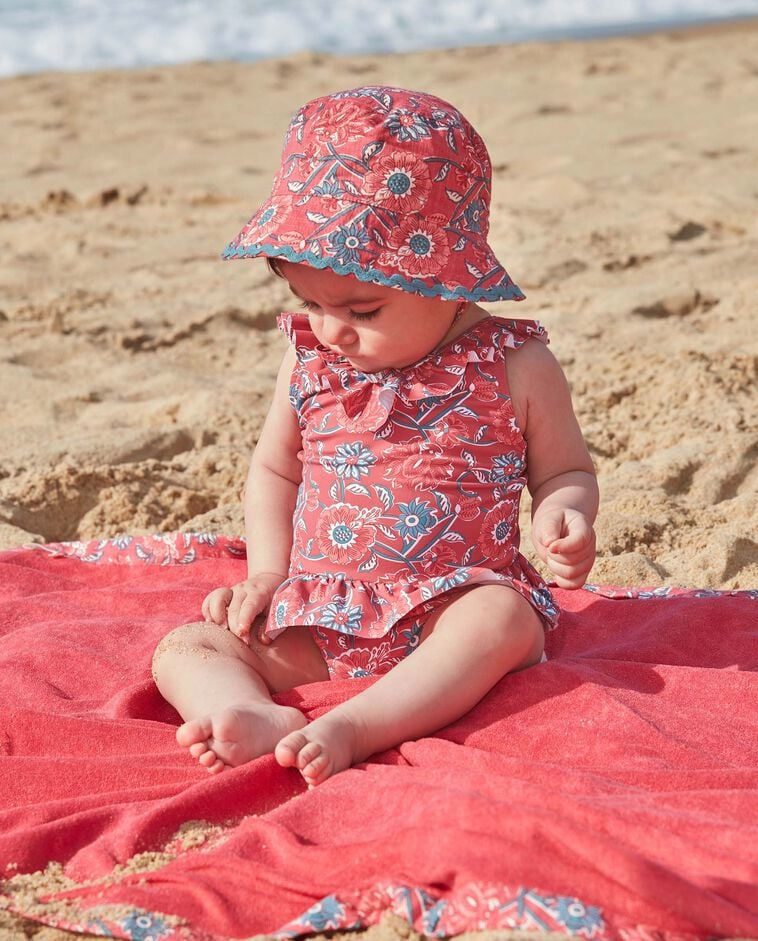 Chapeau imprim&eacute; fleurs rose