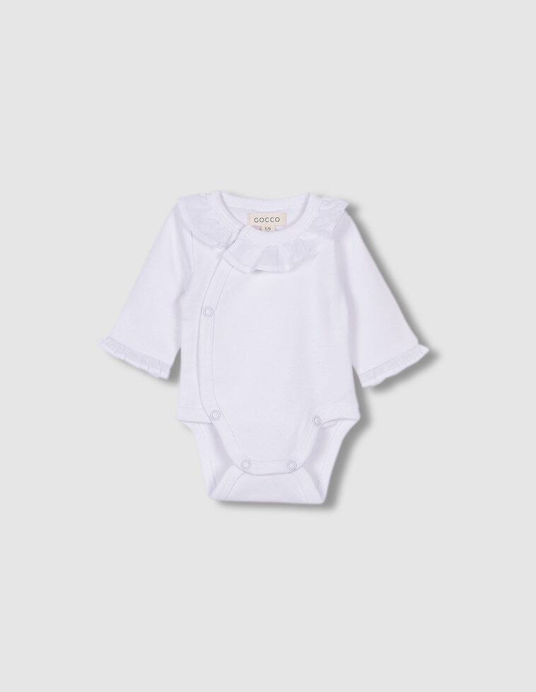 Body con collo con volant color bianco 
