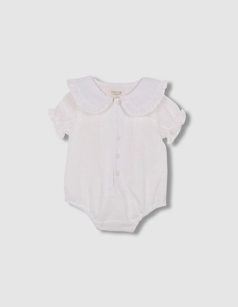 Blusa body com gola de bebé  esbranquiçada