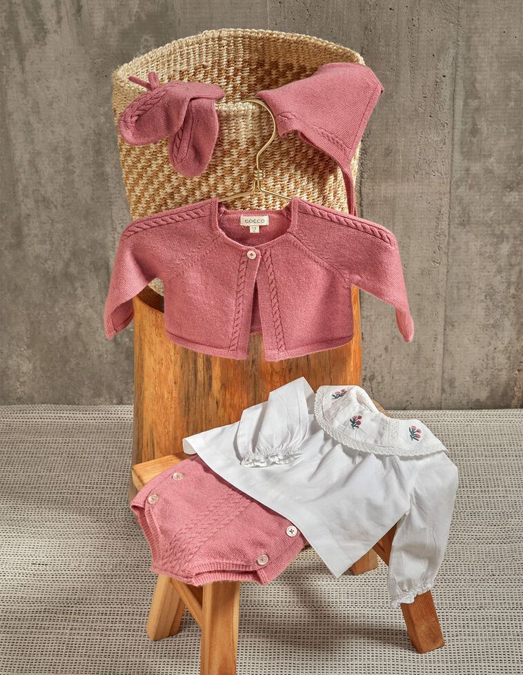 Giacca Con Manica Raglan Con Trecce Lampone