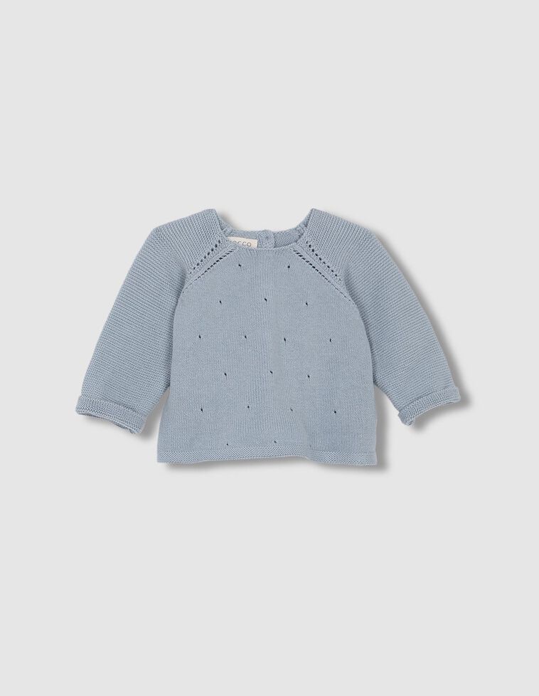 Camisola de malha perfurada  azul