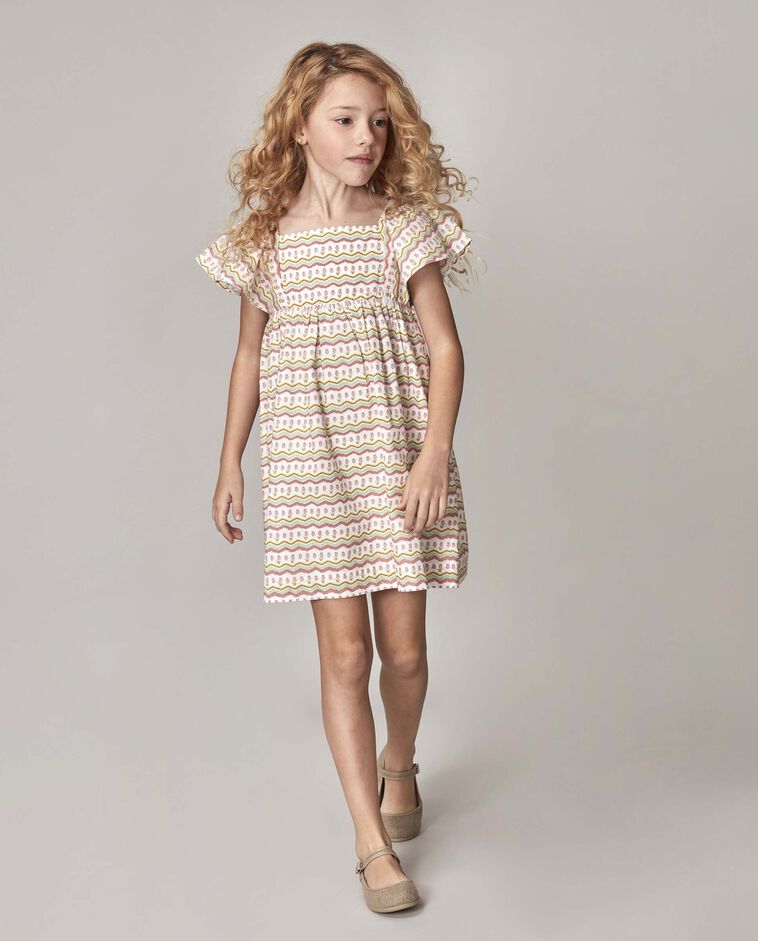 Robe imprim&eacute; ikat blanche