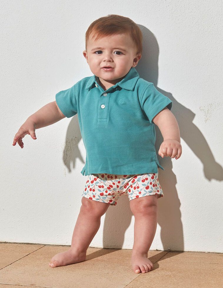 Maillot de bain blanc imprimé cerises