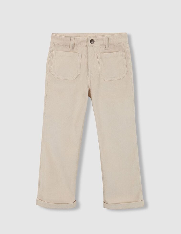 Pantaloni in velluto a coste con tasche sul davanti e retro pietra