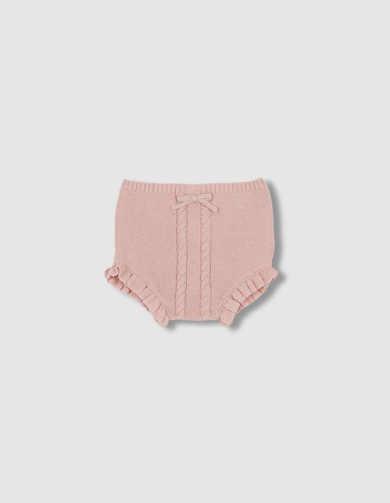 Copri pannolino a punto treccia color rosa antico