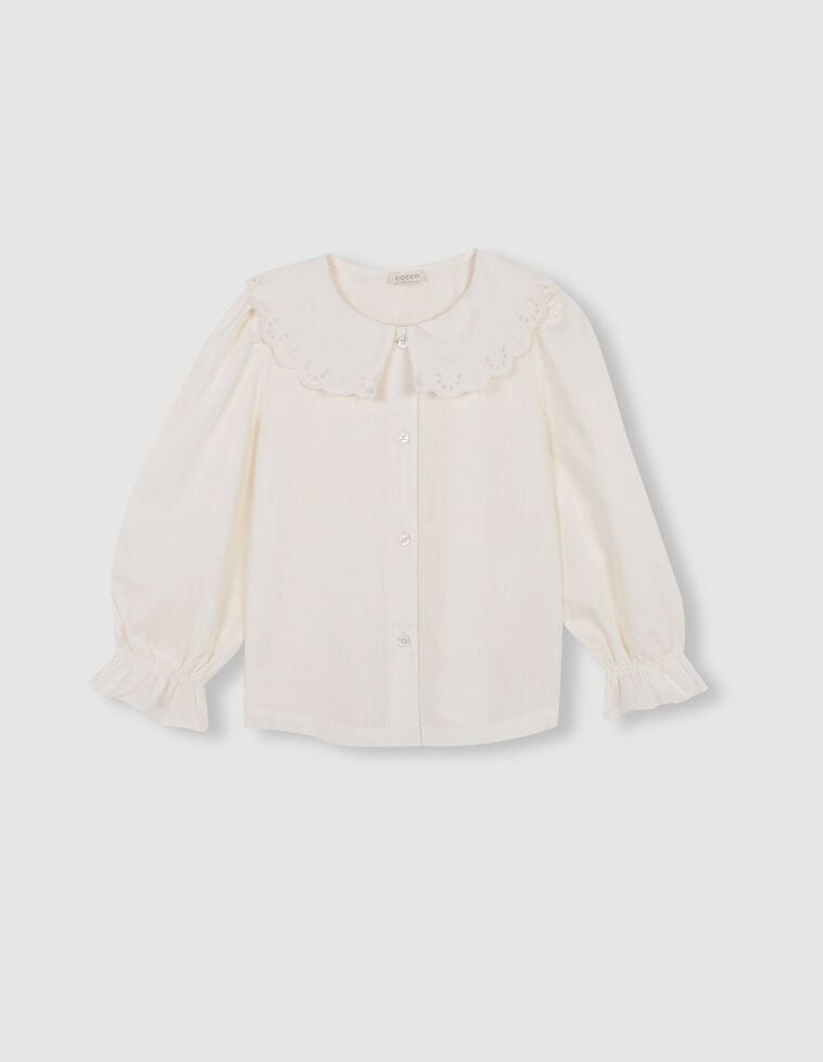 Blouse à col ondulé blanc