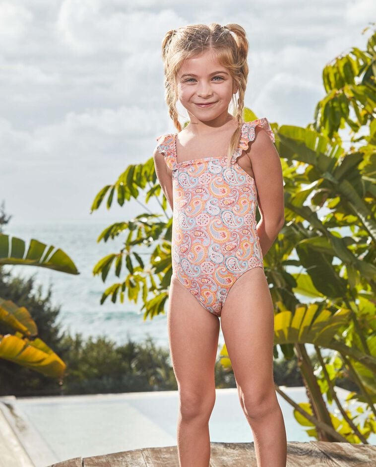 Maillot de bain imprim&eacute; paisley orange