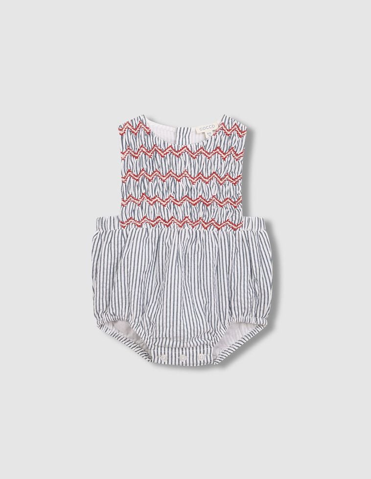 Ranatilla à rayures avec smock bleu clair
