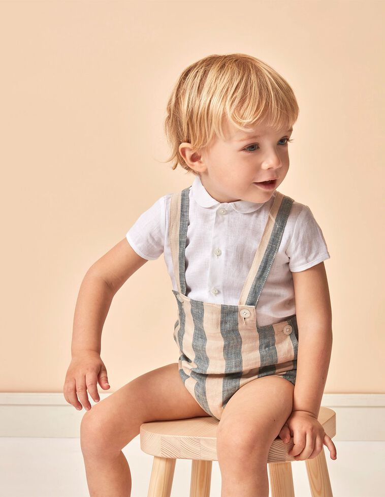 Camicia manica corta in lino bianco