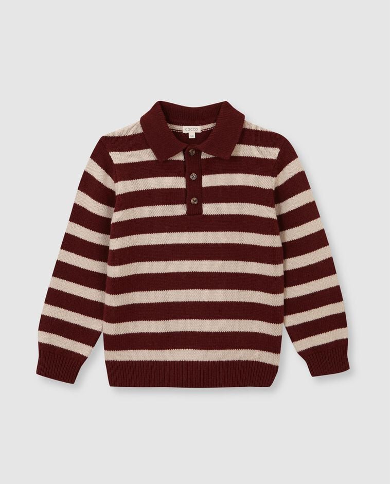 Pull rouge style polo &agrave; rayures gar&ccedil;on