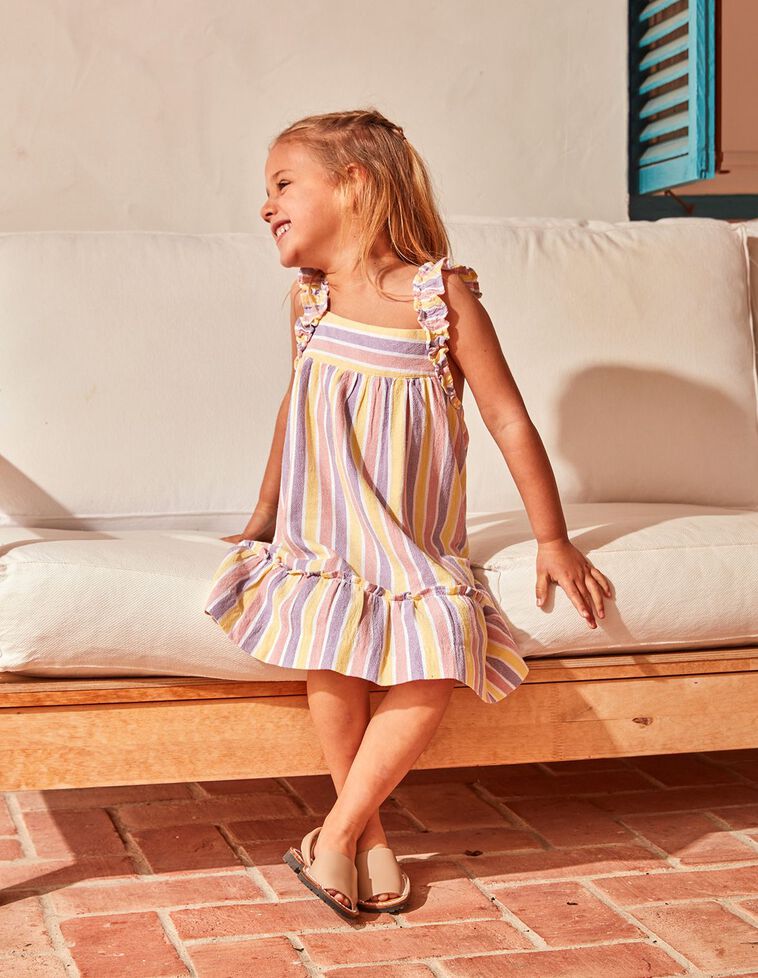 Vestido com padrão de riscas cor de rosa velho
