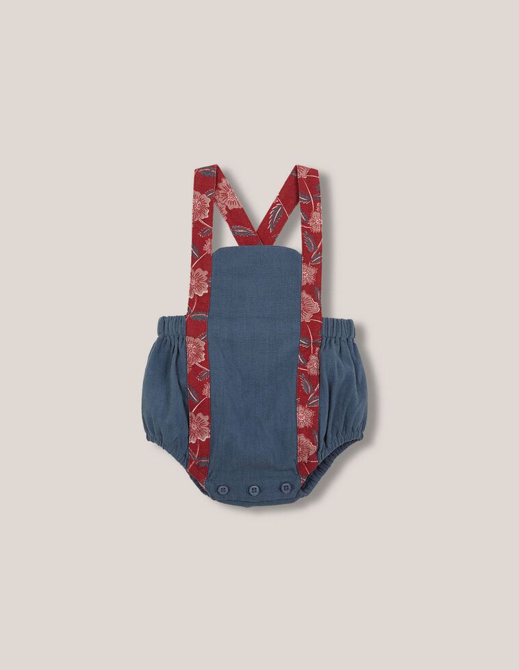 Barboteuse à bretelles imprimées vert pétrole Barboteuse à bretelles imprimées vert pétrole