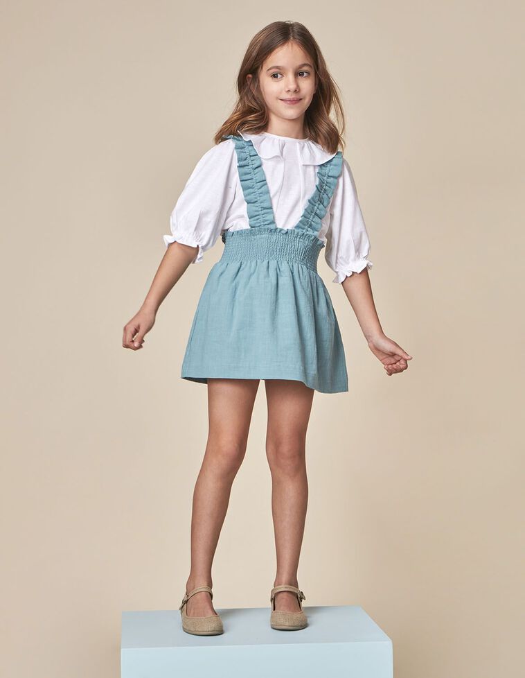 Gonna con bretelle elasticizzate azzurra