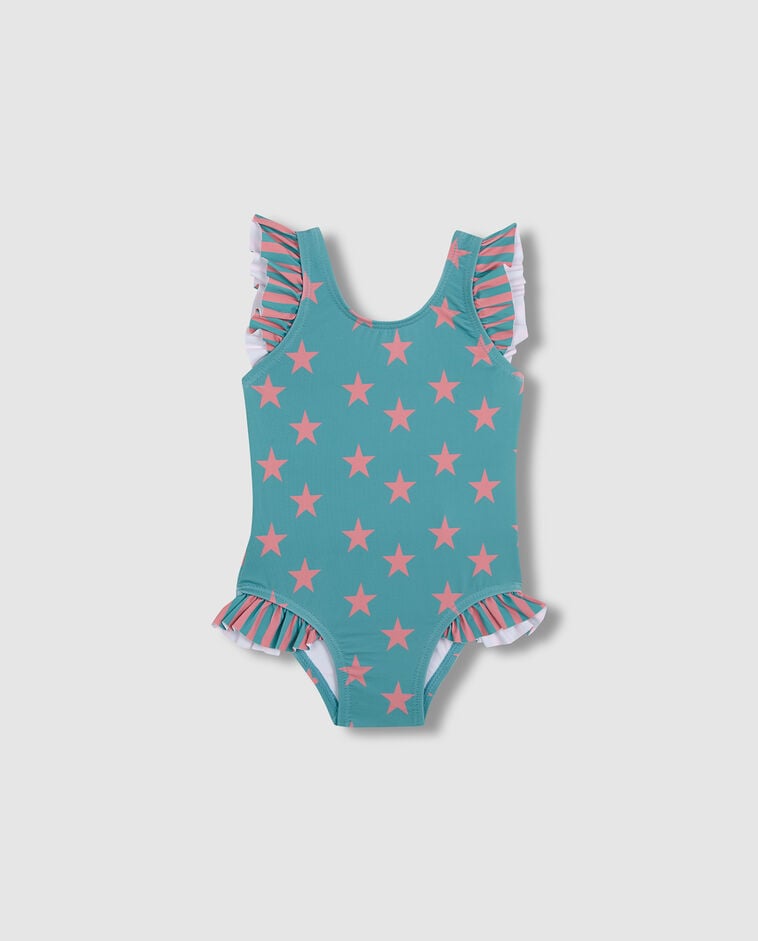 Maillot de bain &agrave; &eacute;toiles bleu-vert