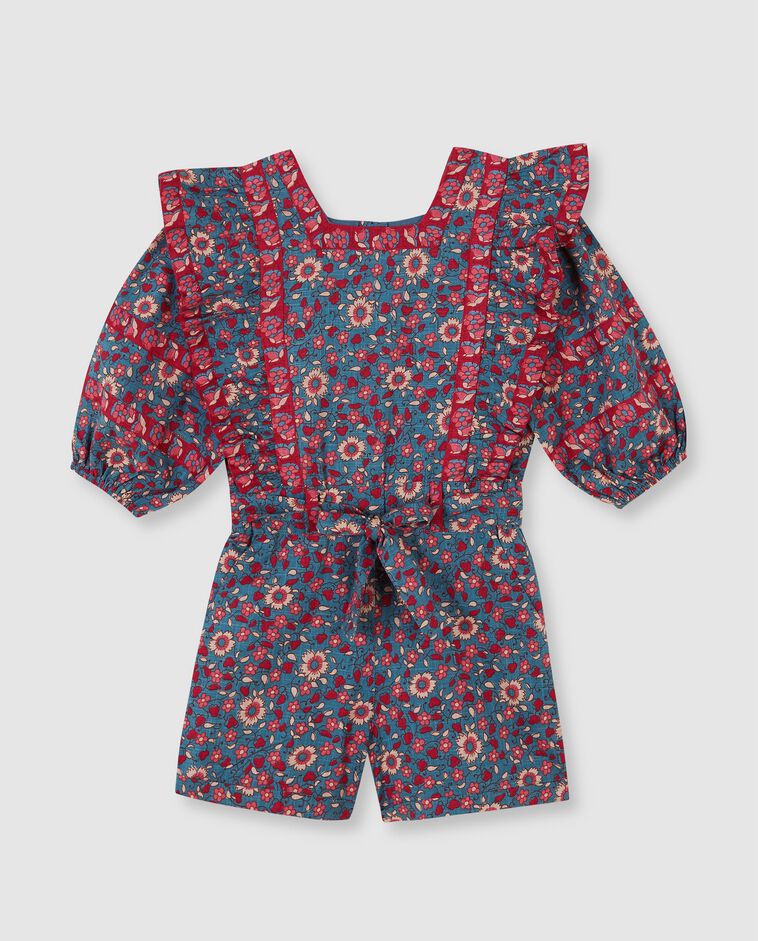 Combinaison imprim&eacute;e avec passepoils contrast&eacute;s bleus