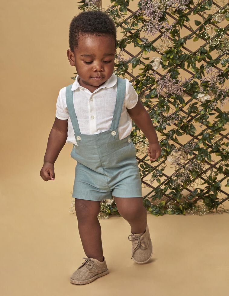 Chemise blanche en lin col bébé